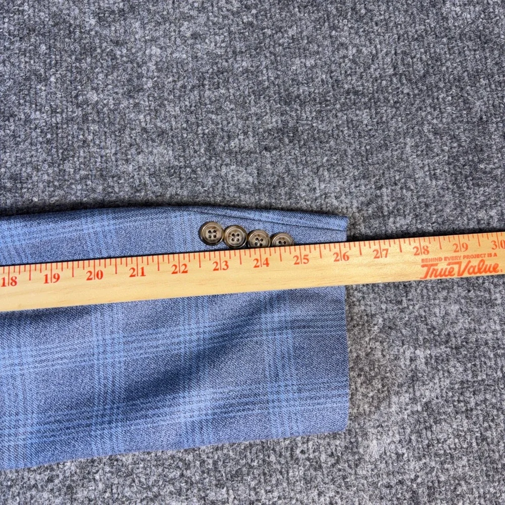 Lauren Ralph Lauren Mens 40L Blue Glen Plaid Silk Wool Blend Blazer Sport Coat